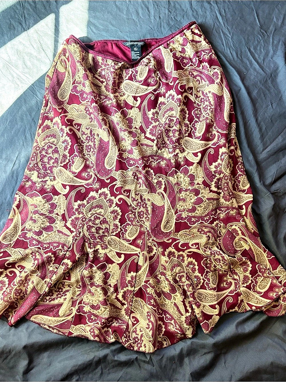 Jonathan Martin Paisley Embellished A-Line Skirt Red XL